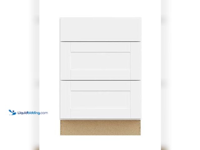Lot 49-5551442 - Hampton Bay Shaker 24 in. W x 24 in. D x 34.5 in. H Assembled Drawer Base Cabinet, Satin White, Unus...