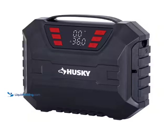 Lot 49-2020643 - Husky 12-Volt DC Compact Quick Flow Air Compressor Air Pump Inflator with Digital Pressure Gauge, LE...