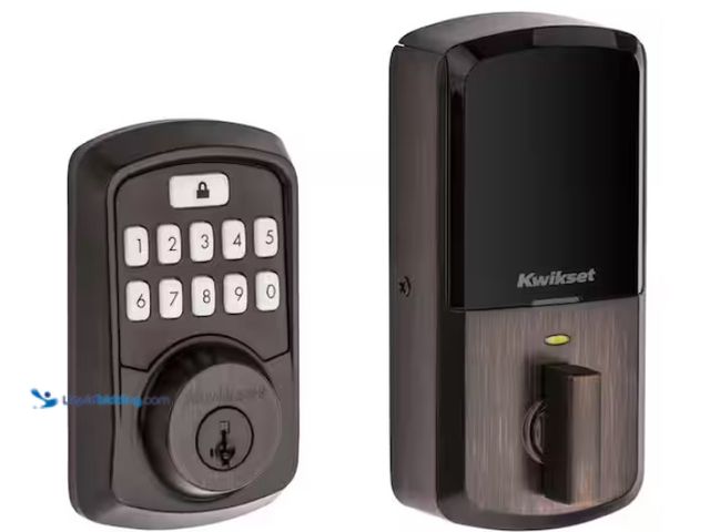Lot 49-1578102 - Kwikset Aura Venetian Bronze Single Cylinder Electronic Bluetooth Keypad Smart Lock Deadbolt featuri...