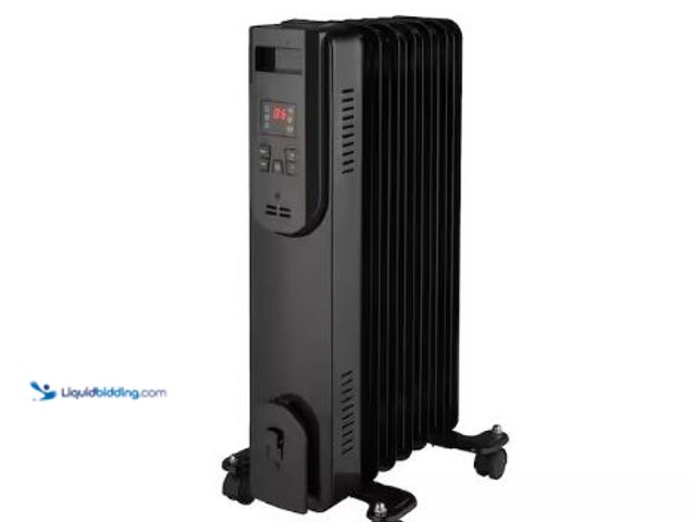 Lot 49-3432493 - Konwin 1500-Watt Black Indoor Electric Oil-Filled Radiator Convection Radiant Space Heater with Remo...