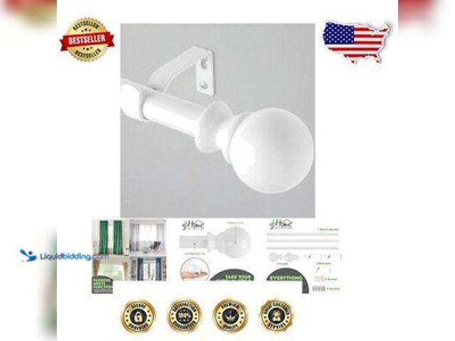 Lot 49-5407482 - QTY 3 - Stunning Round White Curtain Rod - Adjustable Length 72-144 Inches for Any Room, Unused