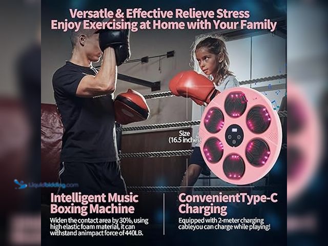 Lot 49-5475903 - renZEC 2025 Music Boxing Machine for Adults and Kids, Smart Bluetooth Punching Bag with Boxing Glove...