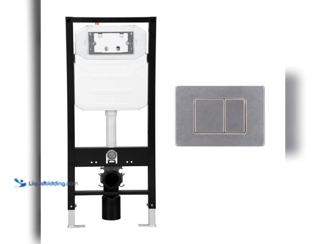 Lot 49-5416419 - Eridanus Vermont In-Wall Toilet Carrier System 0.8/1.6 GPF Dual Flush Wall-Hung Toilet Tank with Gra...