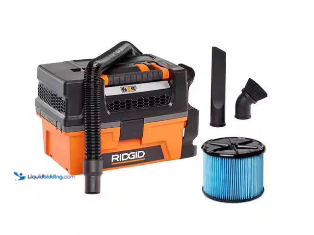 Lot 49-1571171 - RIDGID 3 Gal. 5.0 Peak HP NXT Shop Vacuum Wet Dry Vac with Fine Dust Filter, Expandable Hose and Acc...