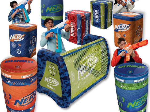 Lot 49-5437507 - NERF BUNKR Officially Licensed Stadium Pack Inflatable Battlezone - 9 Piece Barricade Shield Bunker ...