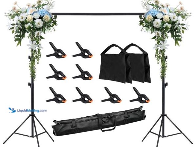 Lot 49-5436105 - 10x8.5ft Adjustable Backdrop Stand Kit - Portable Photo Background Support System for Photography, W...