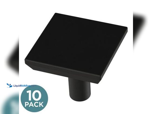 Lot 49-5572170 - Qty 2 - Liberty 10-Pack Simple Square 1-1/8 in. 29 mm Matte Black Cabinet Knob. Model # P40847C-FB-S...
