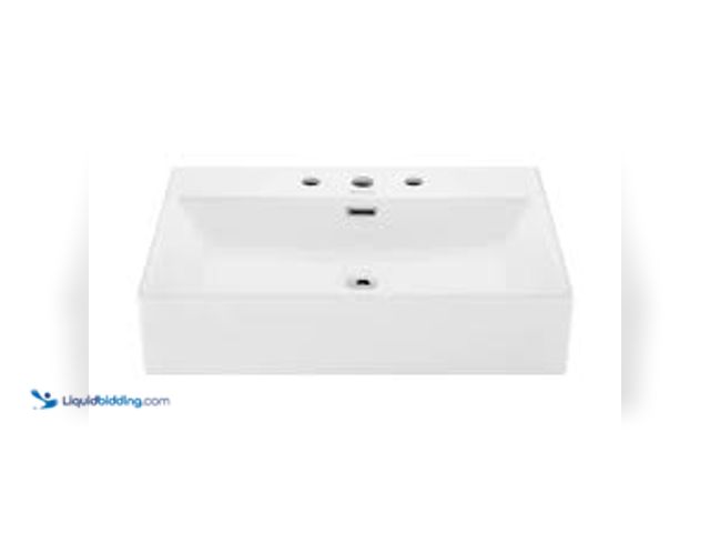 Lot 49-5476699 - Madison Claire 24 in. W x 16 in. D x 6 in. H Rectangle Wall-Mount Ceramic Bathroom Sink with 8 in. W...