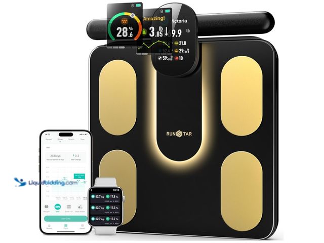 Lot 49-3431462 - RunStar Smart Scale FSA&HSA Eligible, 8 Electrodes Digital Bathroom Scale for Body Weight and Fat, B...