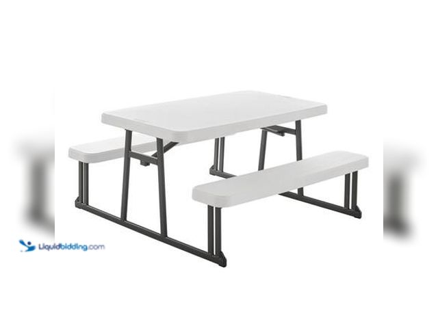 Lot 49-5581764 - HDX Kids 1 Piece Almond & Bronze Resin Top Indoor/Outdoor Portable Folding Picnic Table, Seats 4 Mod...