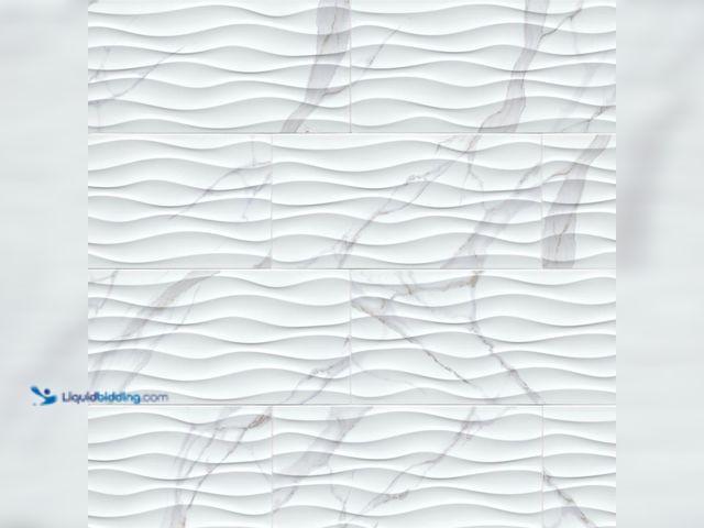 Lot 49-5420103 - Approx 45 Sq Ft. MSI Dymo Statuary Wavy White 12 in. x 24 in. Glossy Ceramic 3D Patterned Wall Tile ...