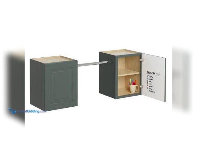 Lot 49-5548798 - MILL'S PRIDE Greenwich Aspen Green 23 in. H x 58 in. W x 12 in. D Plywood Laundry Room Wall Cabinet ...
