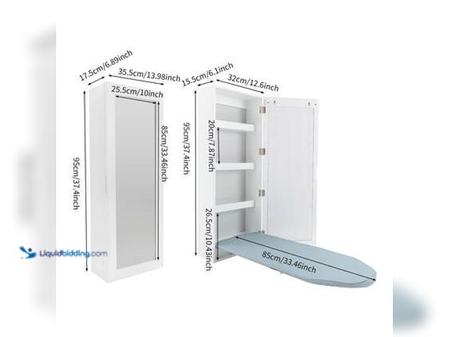 Lot 49-5558832 - YIYIBYUS White Non-Electric Metal MDF Wall Mounted No Swivel Built-in Foldable Ironing Board Cabinet...