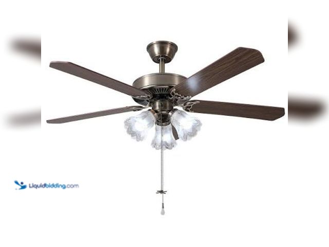 Lot 49-5549599 - 52 Inch Indoor Ceiling Fan with Pull-Chain and Three LED Light Bulbs Base, Traditional 3-Speeds Reve...