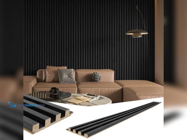 Lot 49-5547950 - Art3dwallpanels
Matte Black 2/3in. x 1/2ft. x 8-1/2ft. Slat Solid Wood Decorative Wall Paneling for...