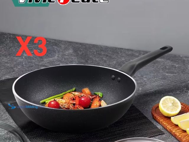 Lot 49-1816097 - 3 Vivicreate Deep Sided Saute Pans. Nonstick, easy clean. 9.4” top, 6.75” bottom, 6.75” sides. New i...