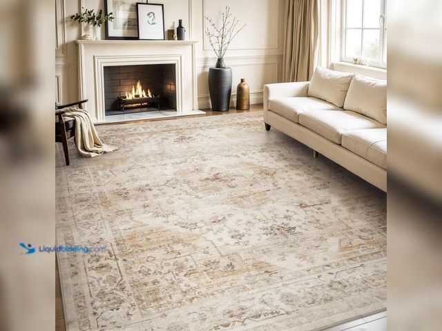 Lot 49-3430536 - AMOAMI-Area Rug 9X12 Rugs for Living Room-Vintage Soft Beige Rugs for Bedroom-Non Slip Carpet-Washab...