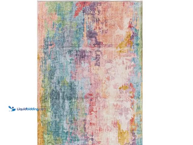 Lot 49-1628125 - World Rug Gallery Contemporary Distressed Abstract Washable Non Slip Multi 8 ft. x 10 ft. Area Rug. ...
