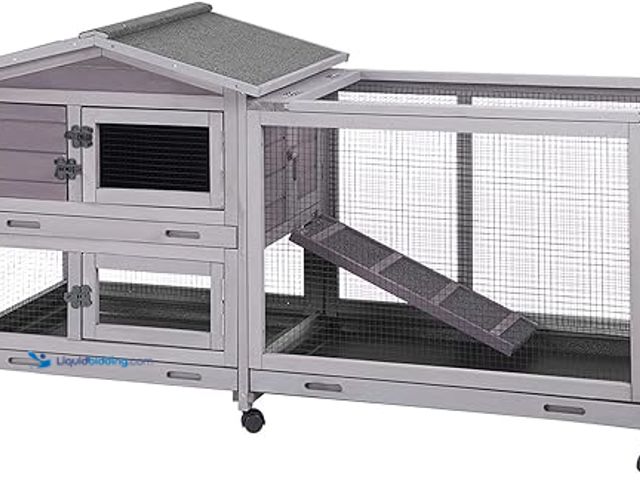 Lot 49-5407489 - Aivituvin Rabbit Hutch Outdoor Indoor Rabbit Cage Chikcen Coop with Casters Guinea Pig Cage with 3 D...