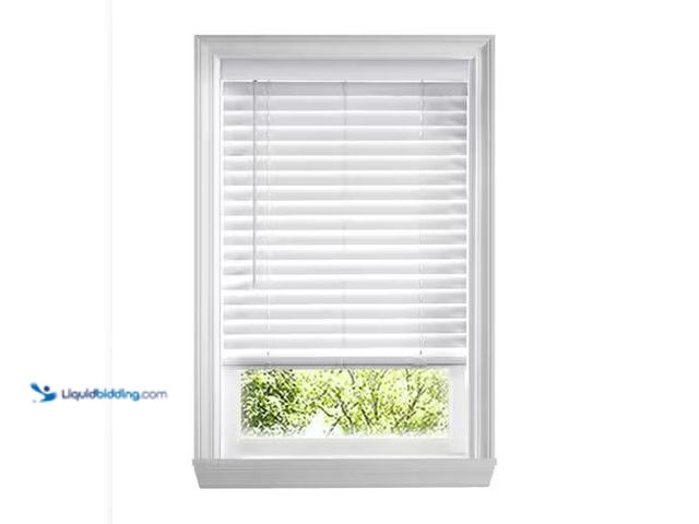 Lot 49-5573018 - Home Decorators Collection White Cordless Faux Wood Blinds for Windows with 2 in. Slats - 54.5 in. W...