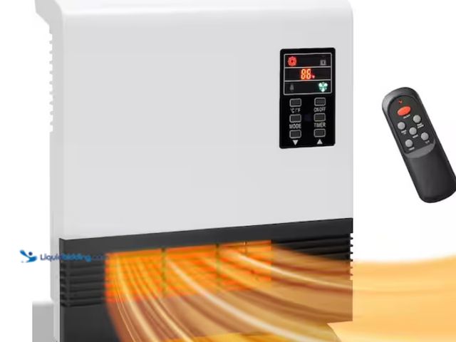 Lot 49-1557355 - AIRO COMFORT 1500W Electric Portable Space Fan Heater Infrared Furnace Wall Mount and Freestanding, ...