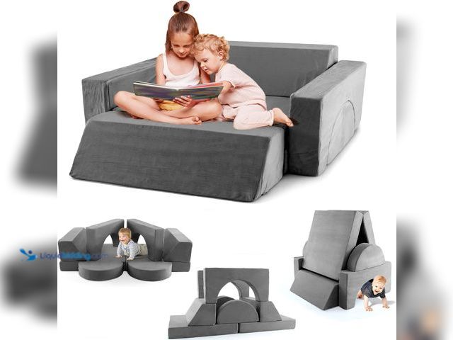 Lot 49-5437498 - Mondular Kids Play Couch, 4PCS Toddler Sectional Sofa Building Fort for Bedroom Playroom, Imaginativ...