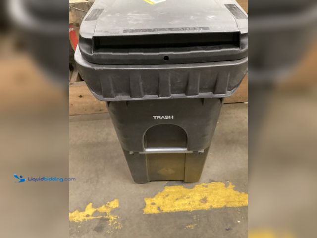 Lot 49-5415205 - 35 Gallon rolling with handle gray trashcan with lid. "NEW YORK CITY DEPARTMENT OF SANITATION" Desig...