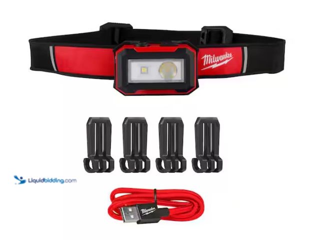Lot 49-3433499 - Milwaukee 450 Lumens Internal Rechargeable Magnetic Headlamp and Task Light, Model # 2012R, Slightly...