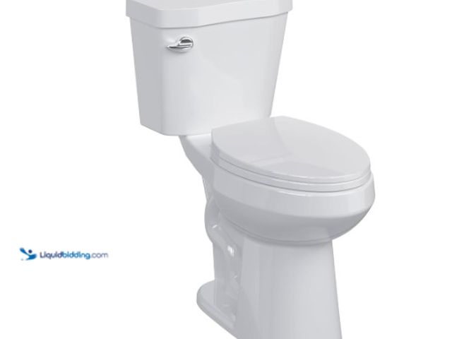 Lot 49-1547542 - Two-Piece Toilet, 19" Height, Powerful Flush, Quiet Soft-Closing Seat, Space-Saving Design, 12" Roug...