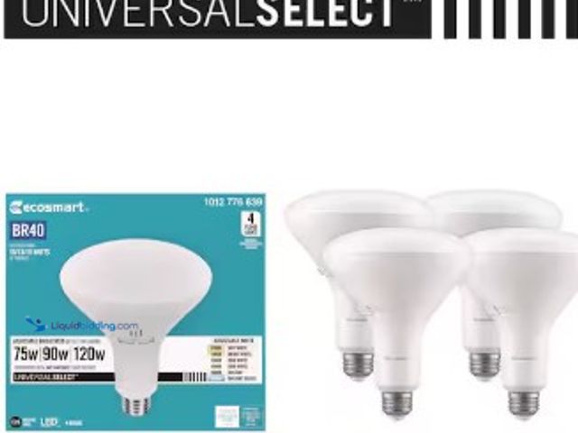 Lot 49-3631170 - (4-Pack) EcoSmart Universal Select 75/90/120-Watt Equivalent BR40 Dimmable LED Flood Light Bulb with...