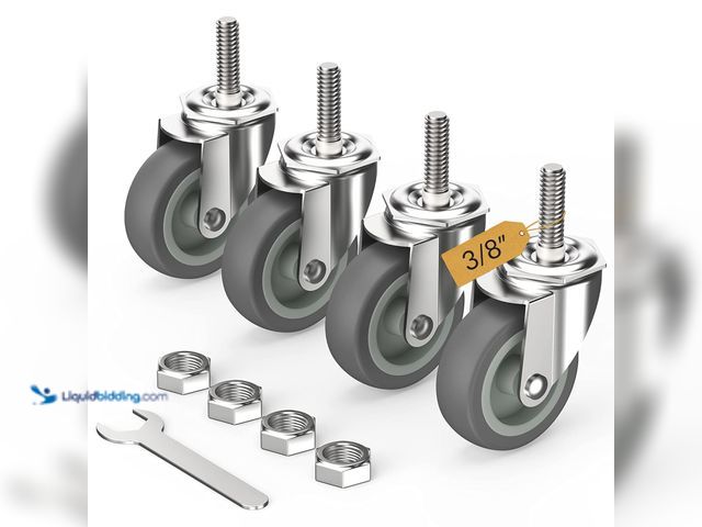 Lot 49-5406199 - HOLKIE Caster Wheels 3 inch with No Brake Stem Casters, 3/8" -16 x 1-1/2" (Stem Diameter 3/8", Stem ...