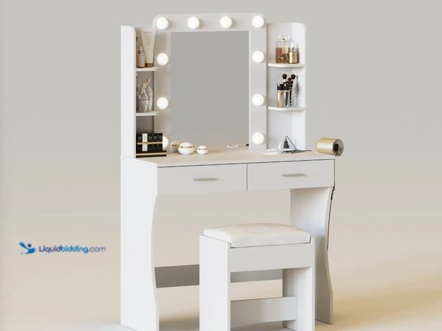 Lot 49-5405741 - 2 Large Drawers Modern Lights Makeup Vanity Unused