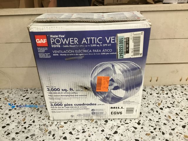 Lot 49-5408569 - PARTS AND REPAIR. Master Flow 1600 CFM Silver Electric Powered Gable Mount Gable Louver Vent. [Model...