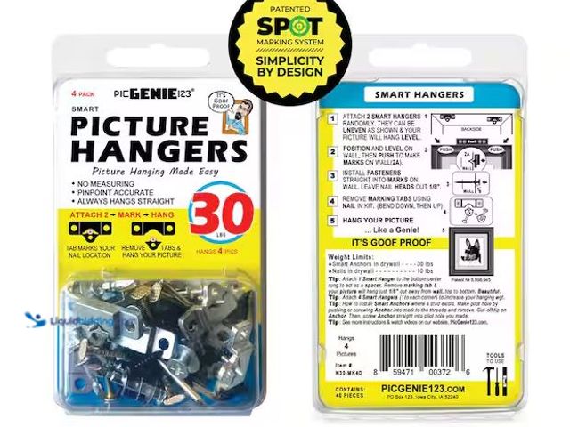 Lot 49-5545536 - PicGenie123
Picture Hanging Kit (40-Piece) - Hangs Pics up to 30 lbs., Unused in a PK of 4