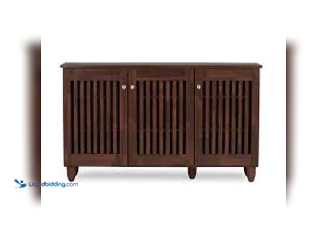Lot 49-5415122 - Baxton Studio 26.33 in. H x 44.46 in. W Brown Wood Shoe Storage Cabinet. Model # 28862-6511-HD. FOR ...