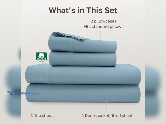 Lot 49-5539613 - California Design Den Soft 100% Cotton Bed Sheets Full Size Set, 400 Thread Count Good Housekeeping ...