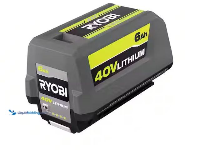 Lot 49-1548054 - RYOBI 40V Lithium-Ion 6.0 Ah High Capacity Battery Model # OP4060A1, Slightly Used  Ref#SB1024