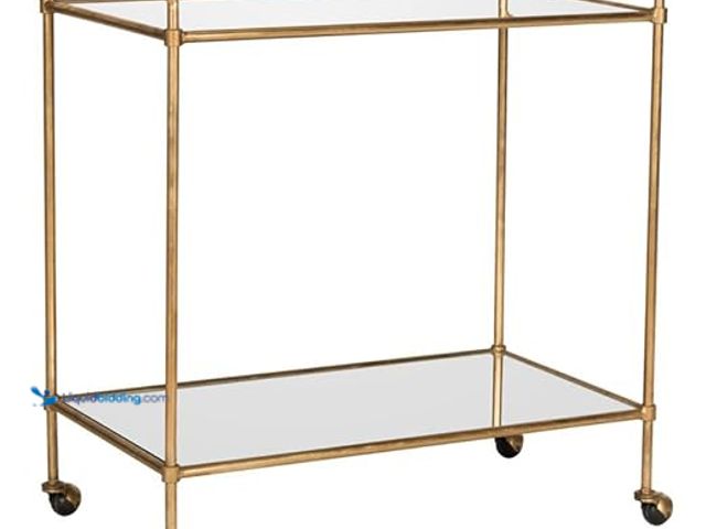 Lot 49-1632093 - Safavieh Home Collection Felicity Gold Bar Cart, Model # B00NCS1EAW, Unused, Has attachments.   Ref#...