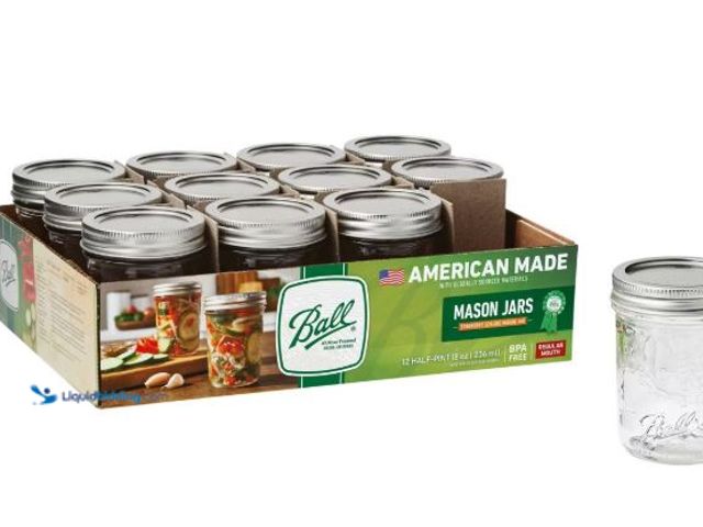 Lot 49-3566867 - Ball 8oz. 12pk Glass Regular Mouth Mason Jar 8oz with Lid and Band, Unused