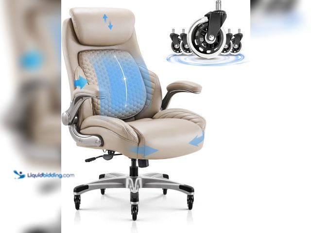 Lot 49-5460815 - COLAMY Office Ergonomic Desk High Back Executive Chair with Pop-Out Lumbar Support, Upgraded Casters...