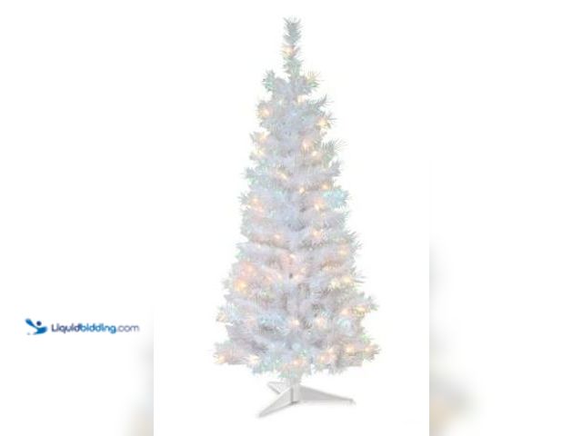 Lot 49-1544514 - 4ft Pre-lit White Tinsel Artificial Christmas Tree Clear Lights - National Tree Company, Model # 781...