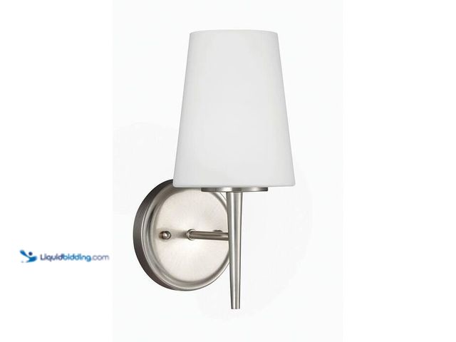 Lot 49-2021942 - Generation Lighting Driscoll 5 in. 1-Light Contemporary Modern Brushed Nickel Wall Sconce Bathroom V...