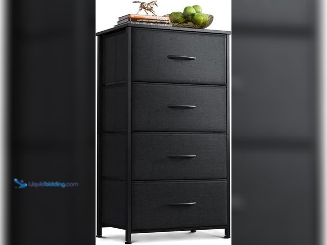 Lot 49-5549853 - AODK Small Dresser for Bedroom with 4 Storage Drawers, Black | Dressers Chest of Drawers Fabric Dres...