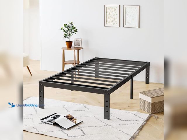 Lot 49-3617697 - Heavy Duty Platform 12 Inch Twin XL Bed Frame with Storage, Black - Unused , scuffs and scratches Mo...