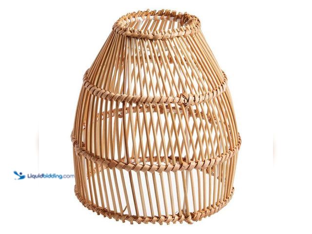 Lot 49-2024330 - Lot of (2)- 6.7 in. Natural Brown Bamboo Cone Shaped Replacement Pendant Shade with 2.25 in. Neckles...