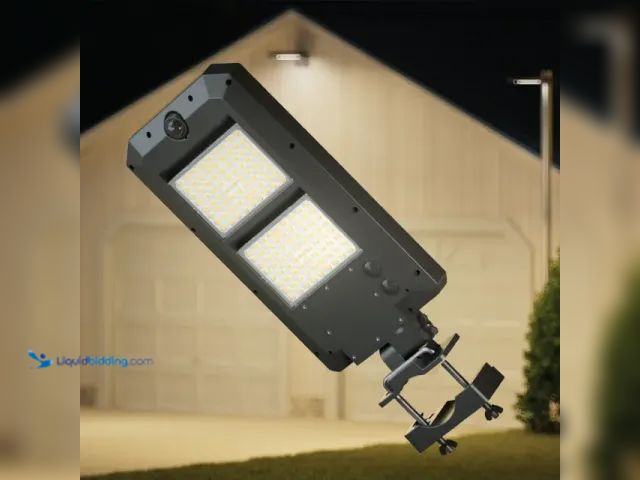 Lot 49-1627194 - GE Outdoor Security Solar Streetlight, Adjustable Lights, Dusk to Dawn and Motion Sensor, 5000 Lumen...