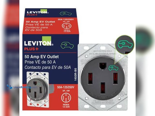 Lot 49-5546825 - Levition 50 Amp 125/250 Volt EV Power Outlet/Receptacle, NEMA 14-50R, Black 1450R (1-Pack) Model # R...