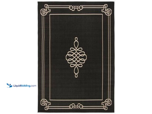 Lot 49-3616826 - SAFAVIEH Courtyard Black/Cream 7 ft. x 10 ft. Border Indoor/Outdoor Patio Area Rug - Unused Model # ...