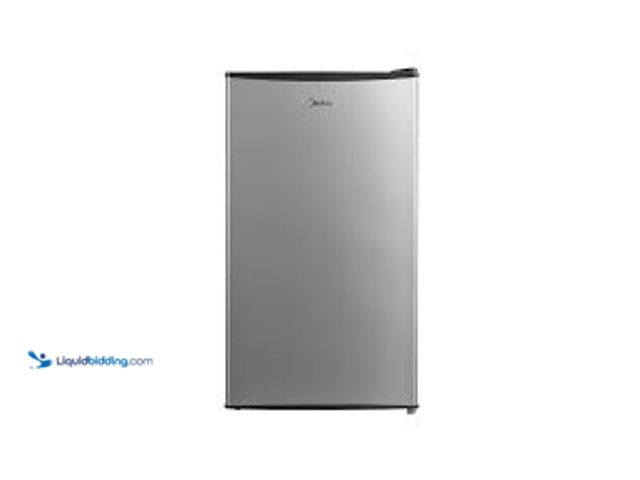 Lot 49-5483457 - Midea 3.3 Cu. Ft. 19" Compact Refrigerator. Model: MRM33S8ASL. Unused, Tested/Working. Side has dent...