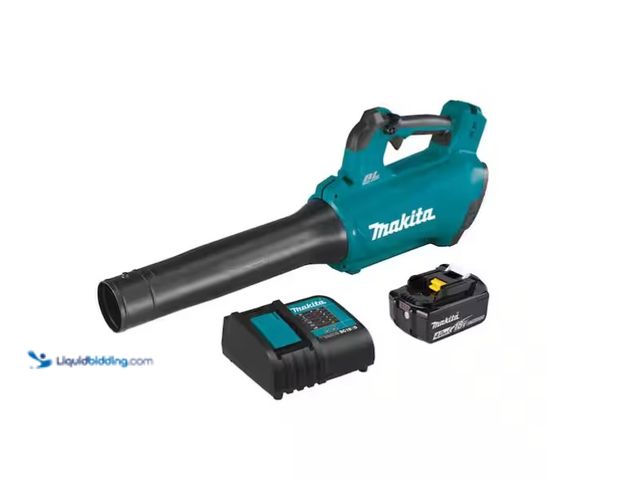 Lot 49-1571192 - Makita 116 MPH 459 CFM 18V LXT Lithium-Ion Brushless Cordless Leaf Blower Kit, Model # XBU03SM1, Sli...